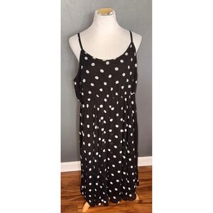 Torrid Womens Plus Size 2 Black White Polka Dot Chiffon Midi Dress Sleeveless